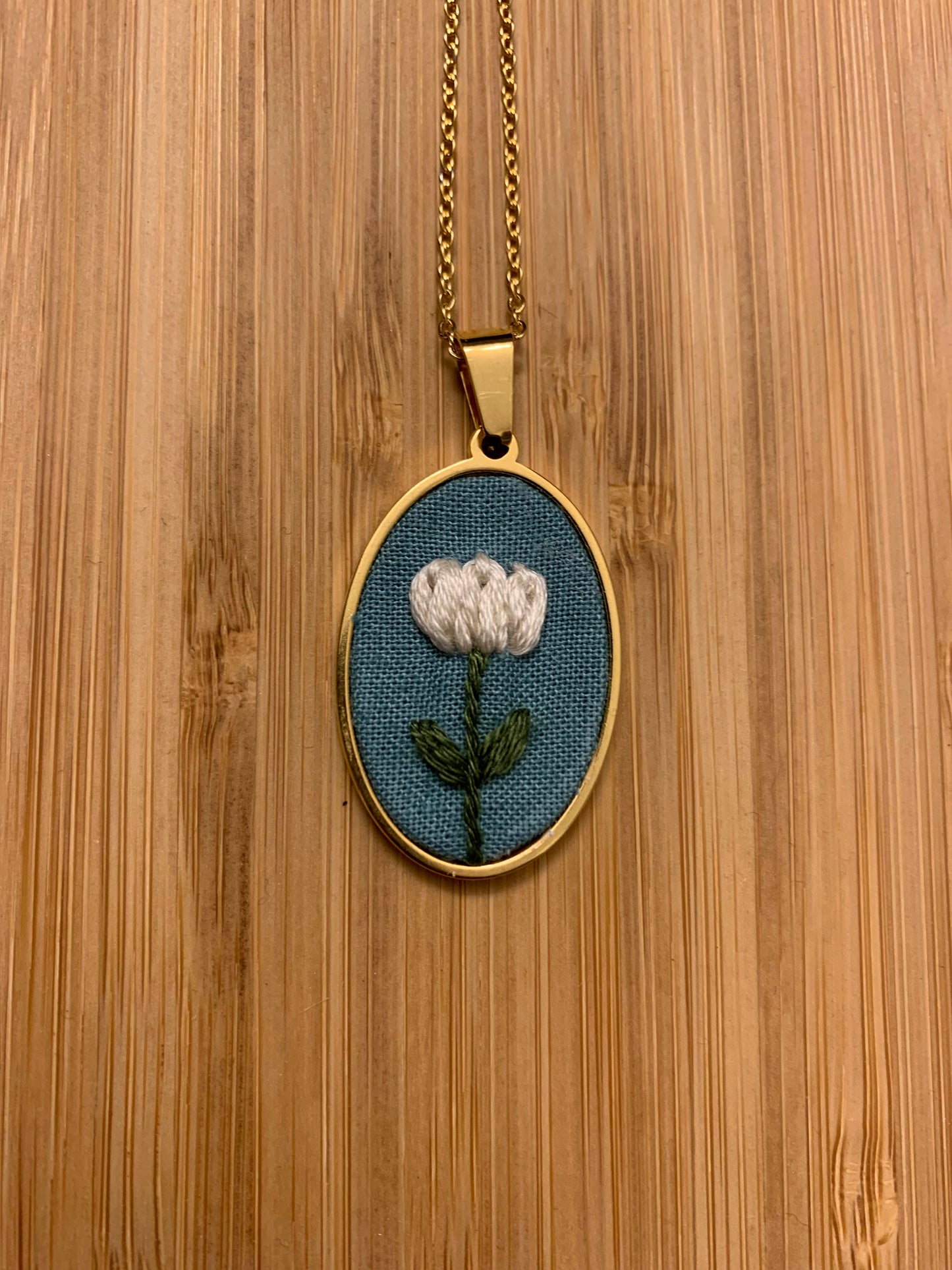 Oval Embroidered Necklace